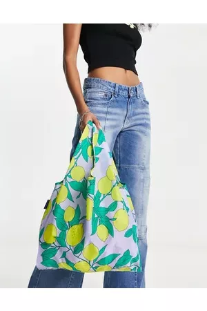 Baggu Standard nylon shopper tote bag in lemon tree