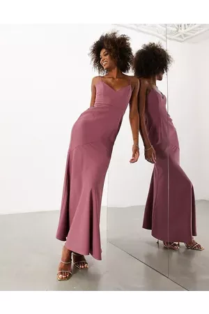 ASOS Crepe strappy fishtail maxi dress in orchid