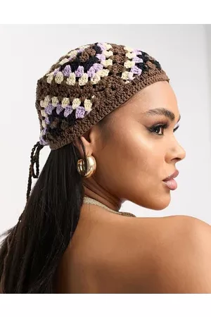 My Accessories Women Hair Accessories - London crochet headscarf in brown and lilac