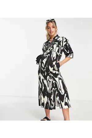 Topshop Women Casual Dresses - Maternity satin shirt dress in animal print