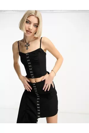 Motel Hook and eye detail corset top in