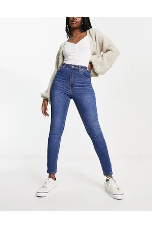 Bershka High waist ankle length skinny jean in mid