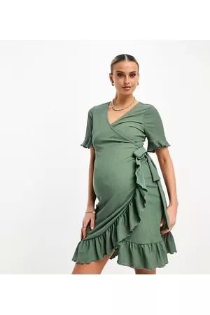VERO MODA Women Dresses - Frill wrap front mini dress in khaki
