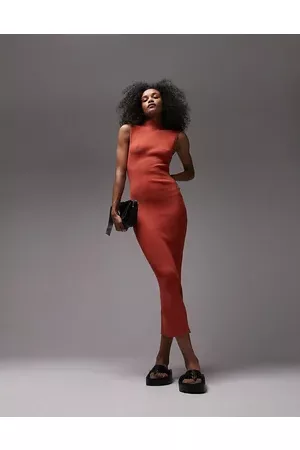 Topshop Women Casual Dresses - Knitted wide shoulder dress in