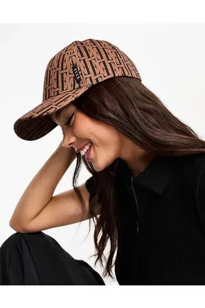 Elle Women Caps - Repeat logo baseball cap in tan and black