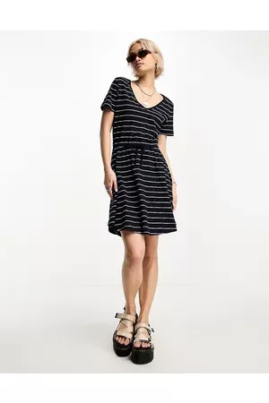 ONLY Women Casual Dresses - V neck tie waist mini dress in stripe