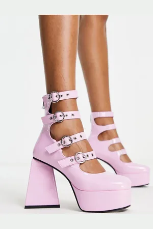 Lamoda True Romance multi buckle platform shoes in patent
