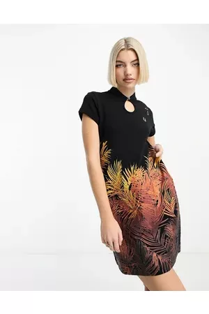 Fred Perry Women Casual Dresses - X Amy Winehouse palm print dress in