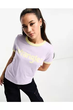 Wrangler Women Short Sleeve - Ringer tee with logo in pastel violet