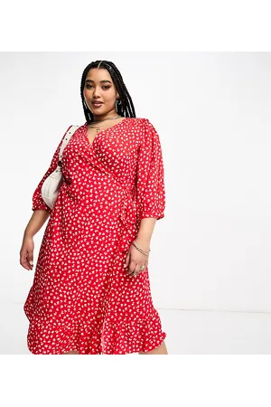 ONLY Women Casual Dresses - Puff sleeve wrap midi dress in floral