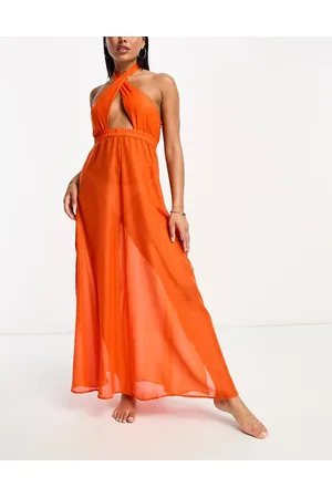 VERO MODA Women Halterneck Dresses - Cross over halterneck beach maxi dress in bright