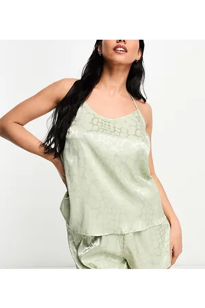 Loungeable broderie cropped tie back cami top and shorts pajama set in blush