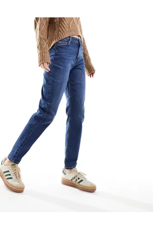 Pieces® Kesia mom jeans in dark denim