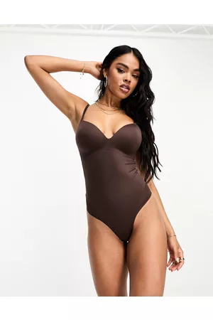 ASOS DESIGN Contouring medium control short with mesh in beige