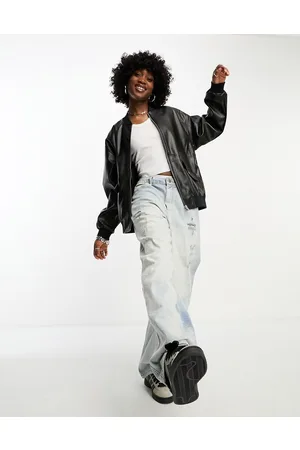 Noisy May Faux leather bomber jacket in