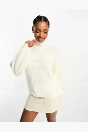 Monki High neck jumper in off