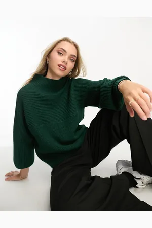 Monki High neck jumper in forest