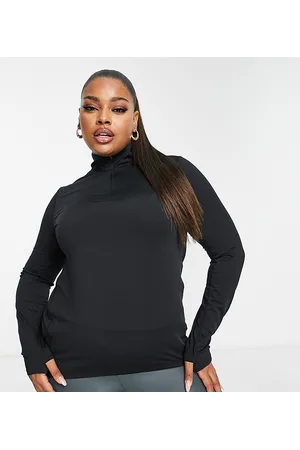 ASOS 4505 active roll neck long sleeve top with thumb hole in charcoal