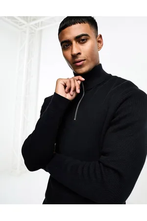 Only & Sons Ribbed half zip jumper in