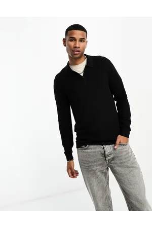 Hollister Men's White and Black Print Long Sleeve T-Shirts from Asos
