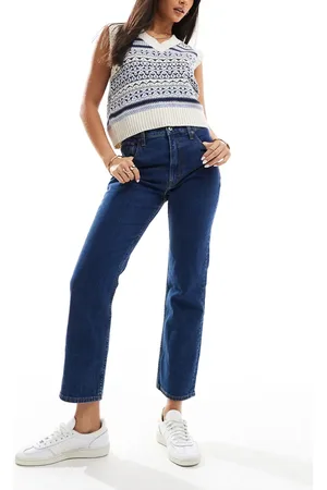 Abercrombie & Fitch Ultra high rise ankle straight leg jean in wash