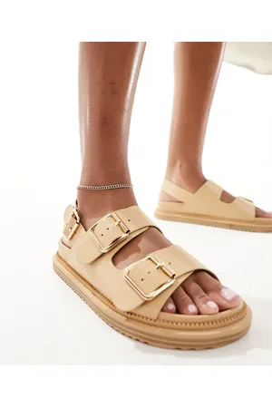 Schuh Talbot double buckle sandals in ecru