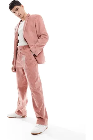 ASOS Wide suit trouser in coral pink cord