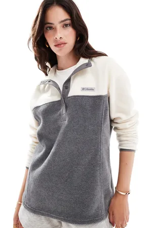 Columbia Benton Springs II half snap pull over fleece in city heather and chalk
