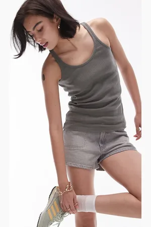 Topshop Acid wash poinelle tank in khaki