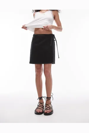 Topshop Denim wrap skirt in washed
