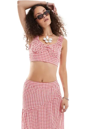 Reclaimed Tie back top co ord in gingham