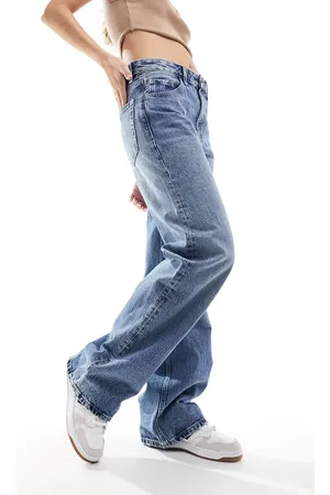 MANGO Straight leg oversized jeans in light