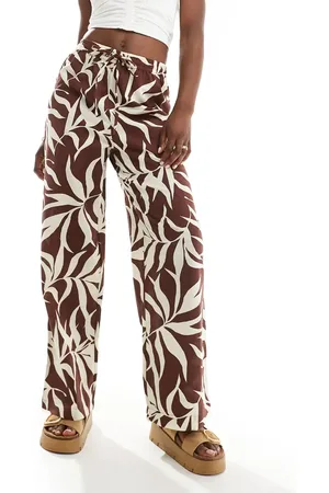 New Look Wide leg trousers in palm print