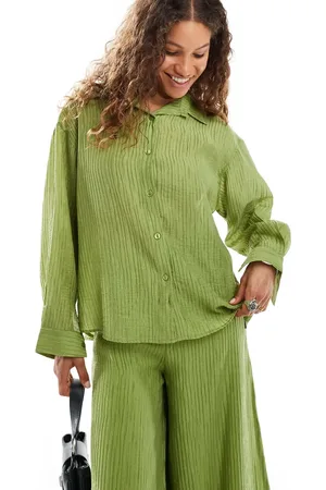 Ghospell Textured oversized shirt co-ord in