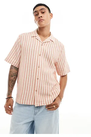 ASOS Relaxed revere shirt in basket stripe