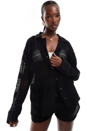 The Couture Club Co-ord crochet textured shirt in