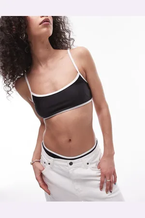 Topshop Mono contrast trim scoop bikini top in