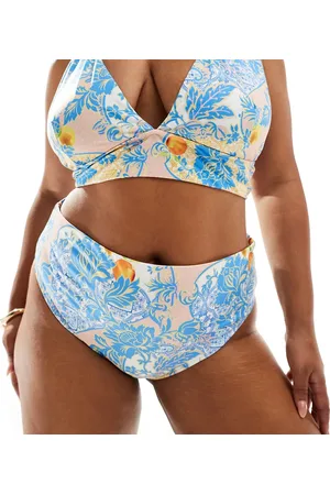 ASOS Curve Hailey high leg high waist bikini bottom in baroque