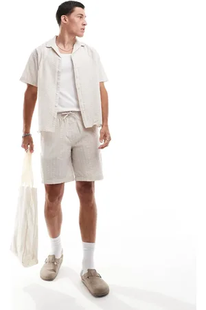 JACK & JONES Co-ord crinkle short in beige