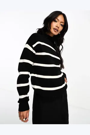 VILA High neck super soft jumper in mono stripe