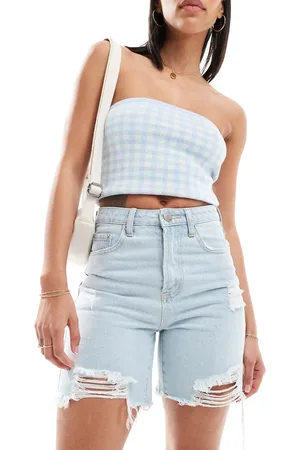 Glamorous High waisted longer line denim shorts in 90s