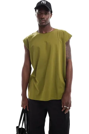 Brave Soul Oversized raw edge vest in sea kelp