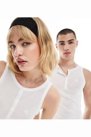 Calvin Klein Slim sheer rib henley tank in - ASOS Exclusive
