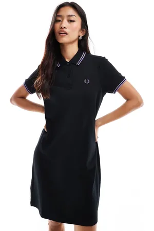 Fred Perry Twin tipped polo dress in with purple glitter tipping