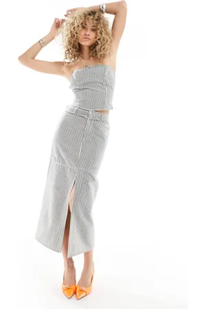 Emory Park Maxi denim skirt in stripe co-ord