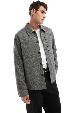 ASOS Herringbone wool look shacket in grey