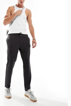 JACK & JONES Tapered drawstring smart trouser in dark marl