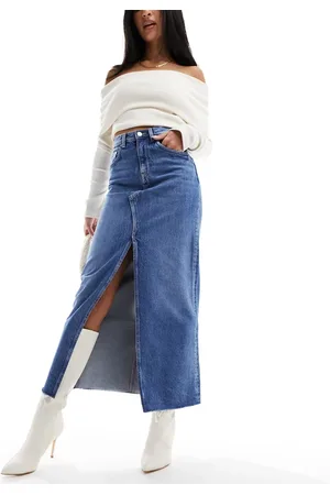 & OTHER STORIES Denim midaxi skirt with split in mid ASOS exclusive