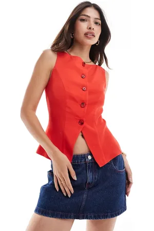 ASOS Linen blend longline waistcoat in