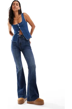 Stradivarius Split hem flare in dark